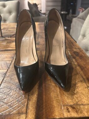 Christian Louboutin Black Patent Pointed-Toe Pumps